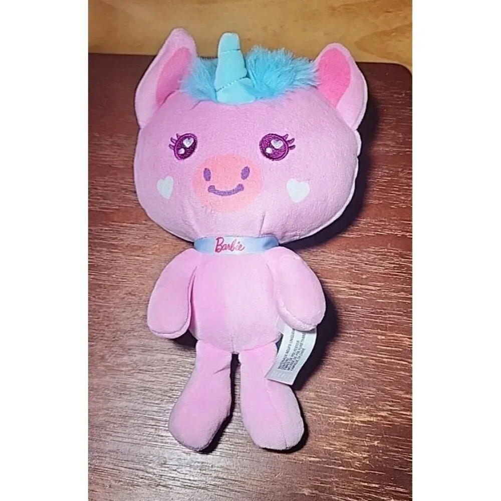 Barbie Stuffed Animal, 7-inch Pink Pet Unicorn Plushie with Glitter Collar